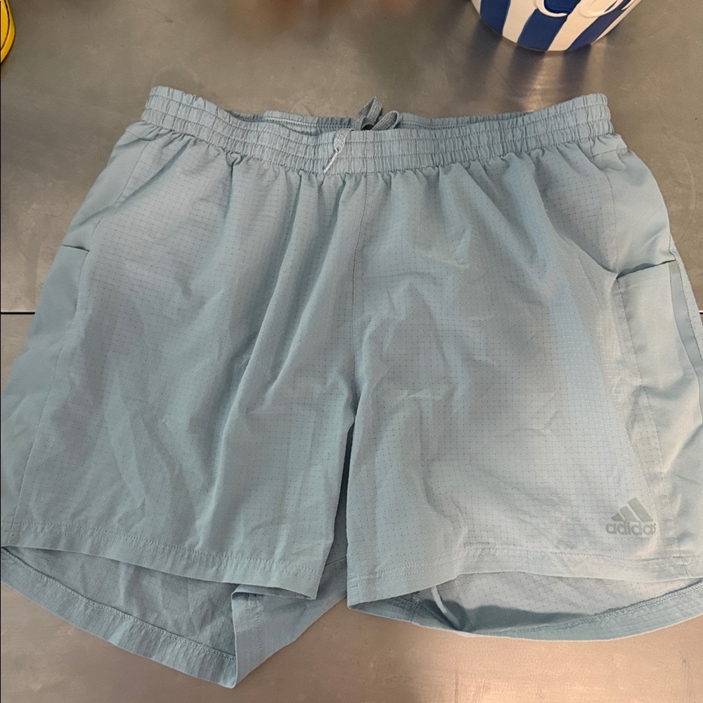 Adidas Men's Sky Blue Athletic Shorts with Drawcord